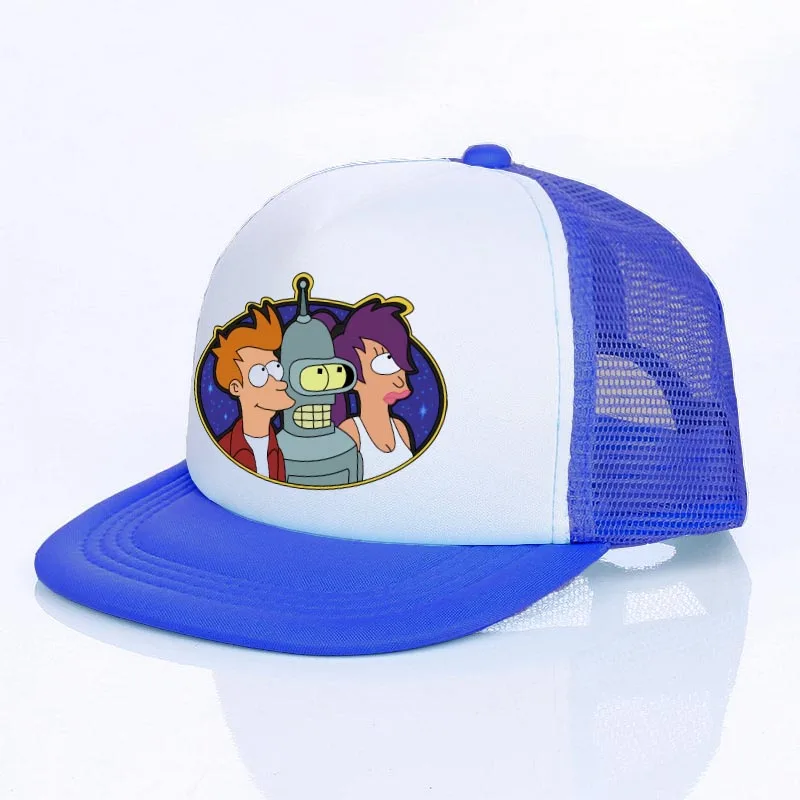 Planet Express Rocket Ship Outdorr Mesh Hat For Men Women Futurama Bender Meme Snapback Caps Combat Robot Trucker Cap YF107