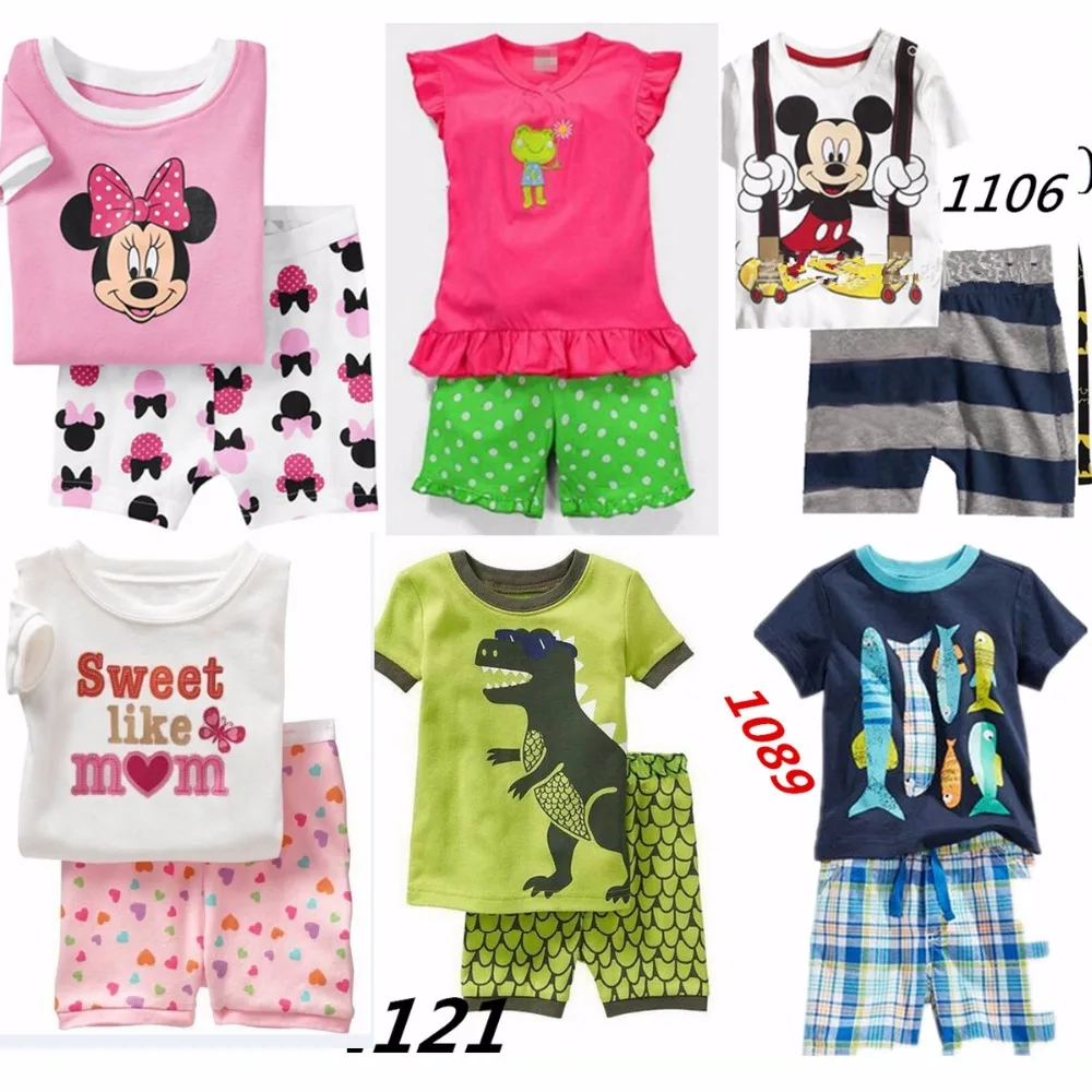 

2017 Baby Girls Clothing sets girls Summer short-sleeved Frog pattern Cartoon Girls Clothes Tshirts Shorts 2piece sets