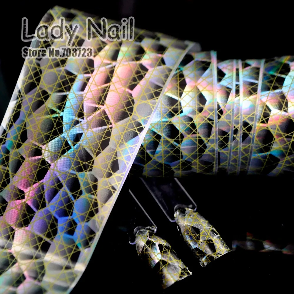 

2016 New Nail Glue Sticker Transfer Film DIY Nails Tools Decorations Laser Gradients Black Abstract Serpentine Golden Lines GL85