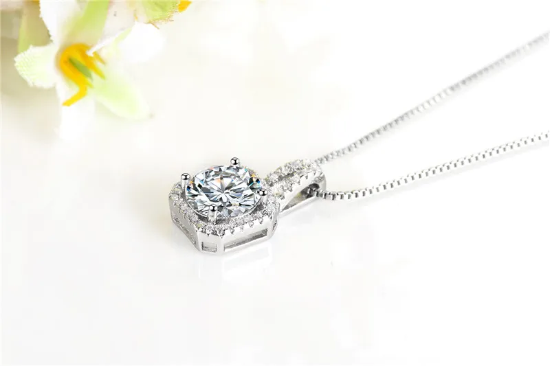 Personality Square Cubic Zirconia Clavicle Chain Necklaces & Pendant Silver Color Fashion Crystal Wedding Jewelry For Women N166 (9)