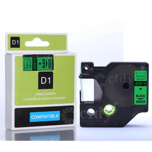Best Offers 100pcs/lot Dymo D1 Tape 40919 Black on Green Label Ribbon Cassette For Dymo Label Printer Best Offers 100pcs/lot Dymo D1 Tape 40919 Black on Green Label Ribbon Cassette For Dymo Label Printer