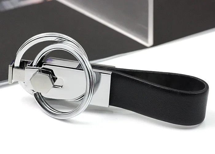 Details about   2 Loops Black Leather Strap Keyring Keychain Key Chain Ring Key Fob for Men yu 