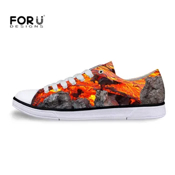 

FORUDESIGNS New 3D Volcano-Magmatic Style Printing Canvas Shoes Man Breathable Casual Canvas Izicathulo Flat Lady Girl Shoes