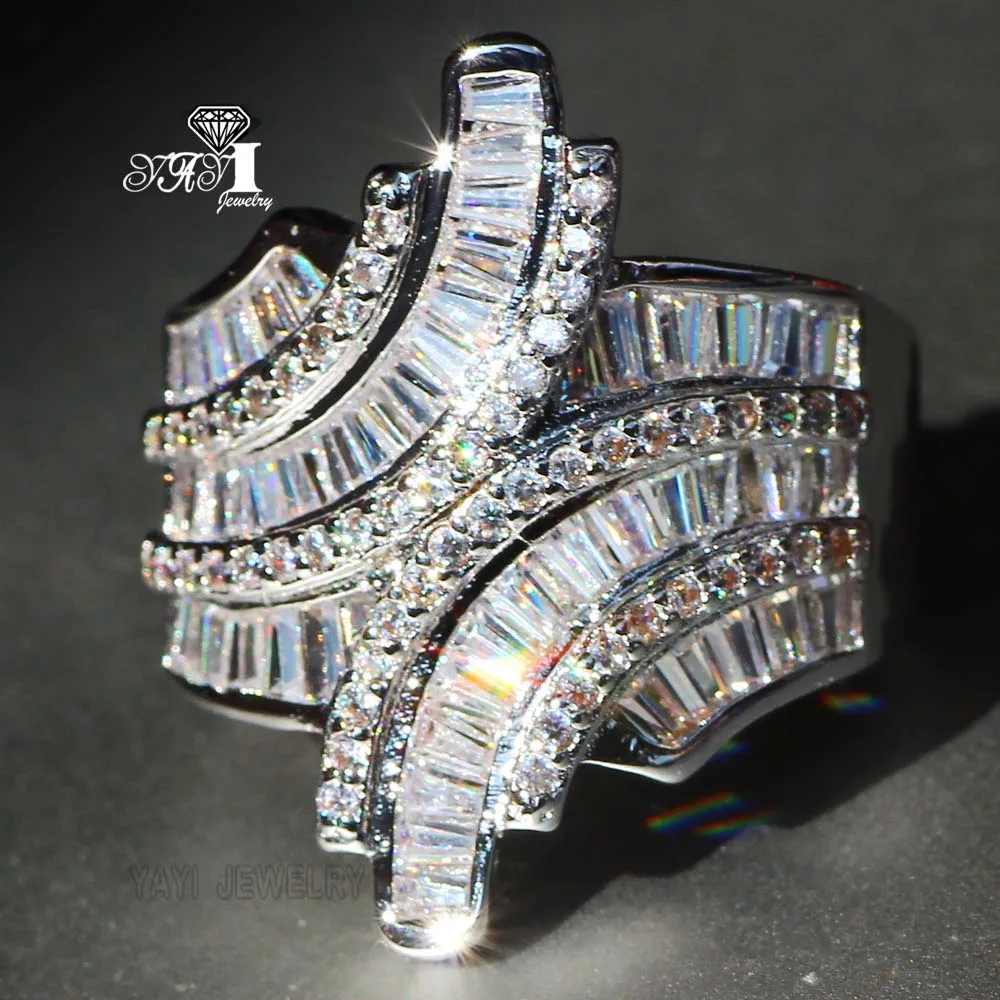 Wedding Rings Engagement Rings YaYI Jewelry Fashion Princess Cut 4.4 CT White Zircon Silver Color Engagement Rings wedding Rings Party 643