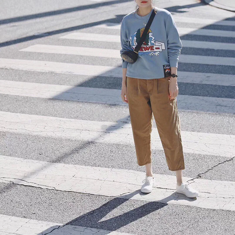 

2019 High-end High-waist Heavy Industry Conical Eight Division of Casual Pants Fake Zippers Ankle-Length Black Pants Women