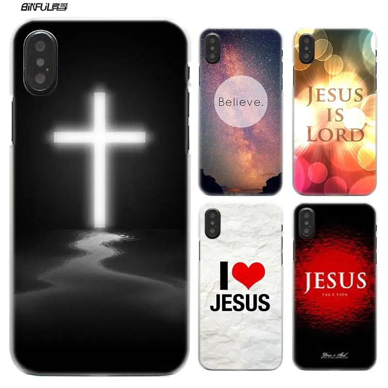 

Christian Jesus The Cross Hard Plastic for iPhone XS Max XR X 10 7 8 6 6S Plus 5S SE 5 4S 4 5C Clear phone Case Cover Coque