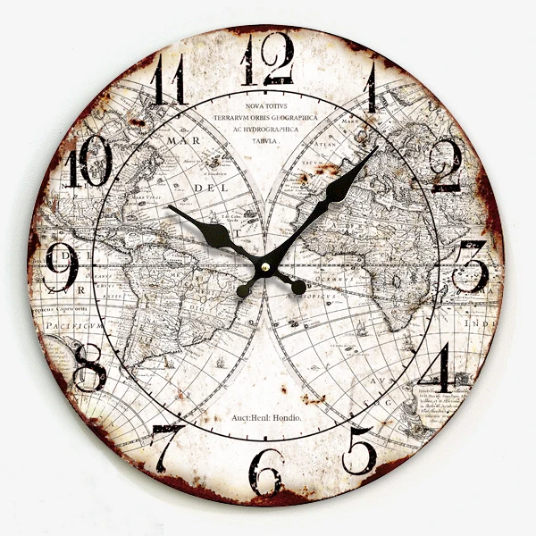 34 cm grandi orologi da parete decorativo con mappa del mondo stampa design moderno soggiorno ...