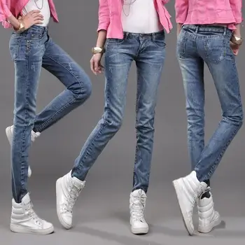 

jeans female Korean retro small straight thin pencil pants pants tight pants feet trousers tide cheap clothes china women hot