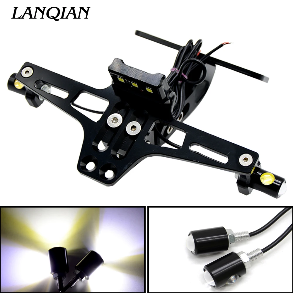 

Universal Moto License Plate Bracket turn sigals For Yamaha YBR 125 YZF R1 R3 R6 R125 R25 TTR RSZ CBR600 YZF600 MT 03 25