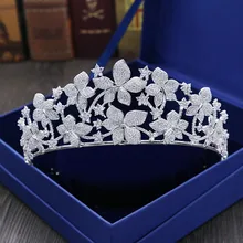 SLBRIDAL Винтажное кольцо с фианитом, свадебная тиара CZ, свадебная королева, принцесса, пышные королевские вечерние короны, Женские Ювелирные изделия