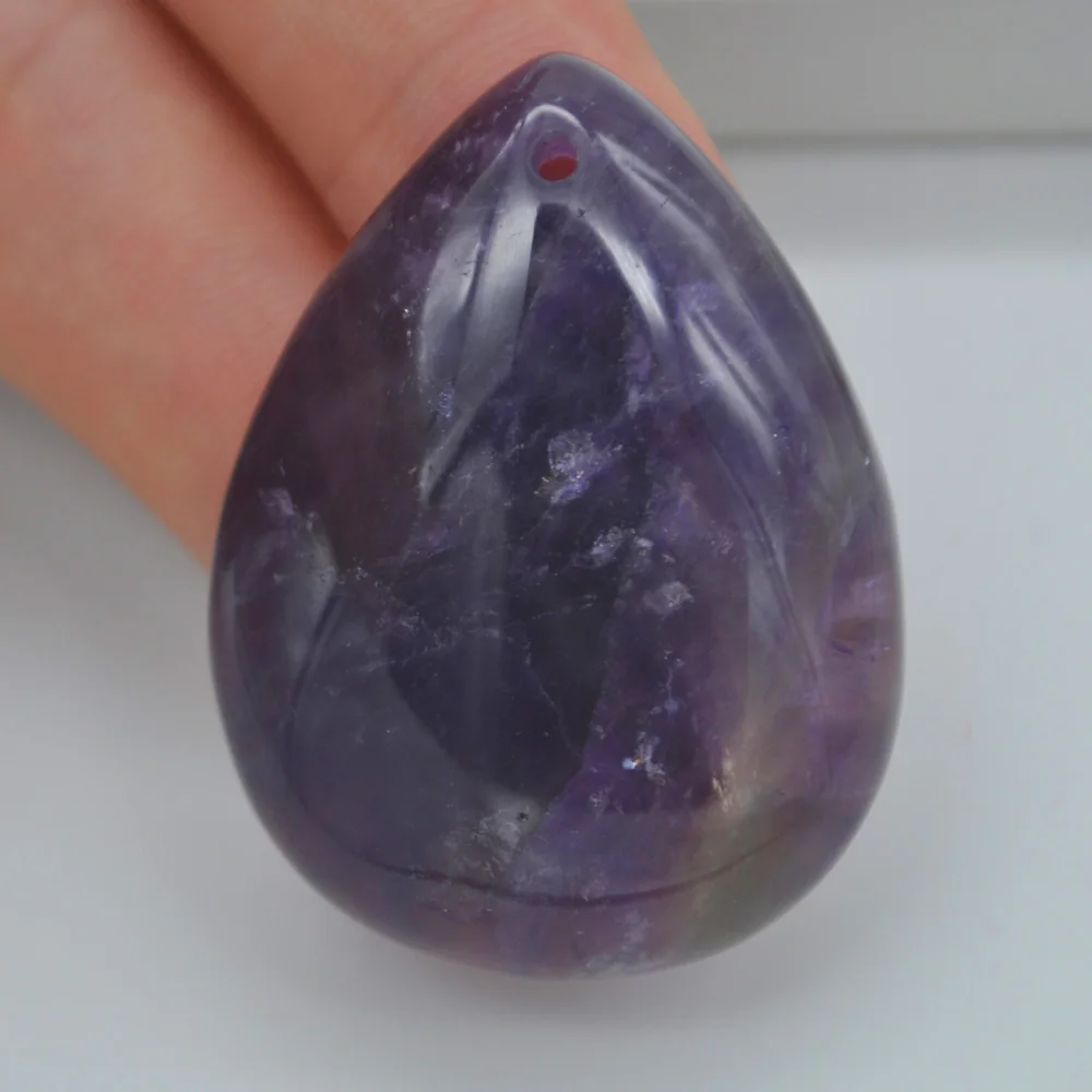 

Natural 40x30MM Purple Crystal Stone Bead Teardrop CAB Cabochon Hole Jewelry GEM Pendant 1PCS H150