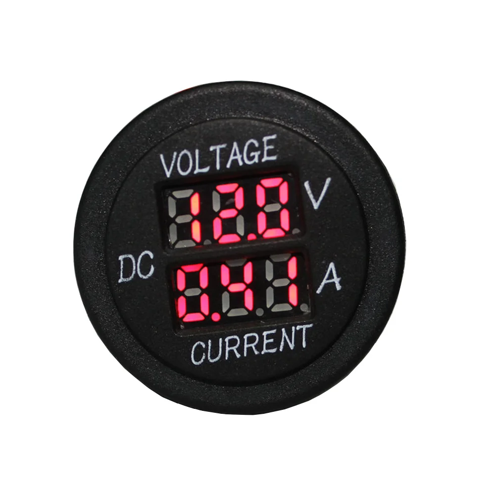 

DC 12V-24V Red LED Digital Multimeter Voltmeter Ammeter Socket for Boat Vehicle Motorcycle Truck ATV UTV Car Camper Round Panel