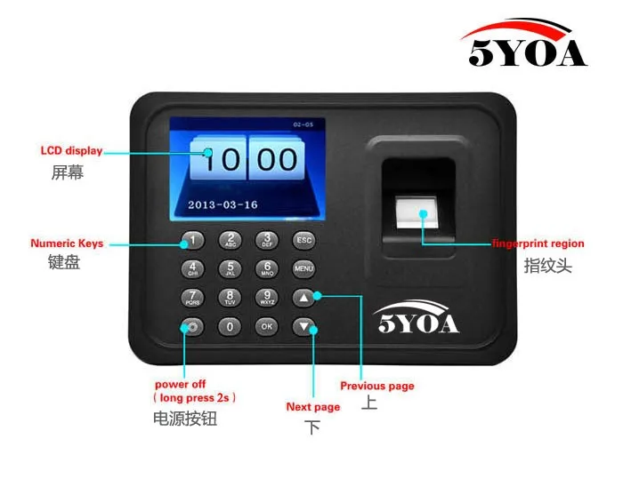 A01FY+ usb флэш-накопитель биометрический отпечаток пальца пробойник время часы Английский Португальский офис посещаемости рекордер машина считыватель