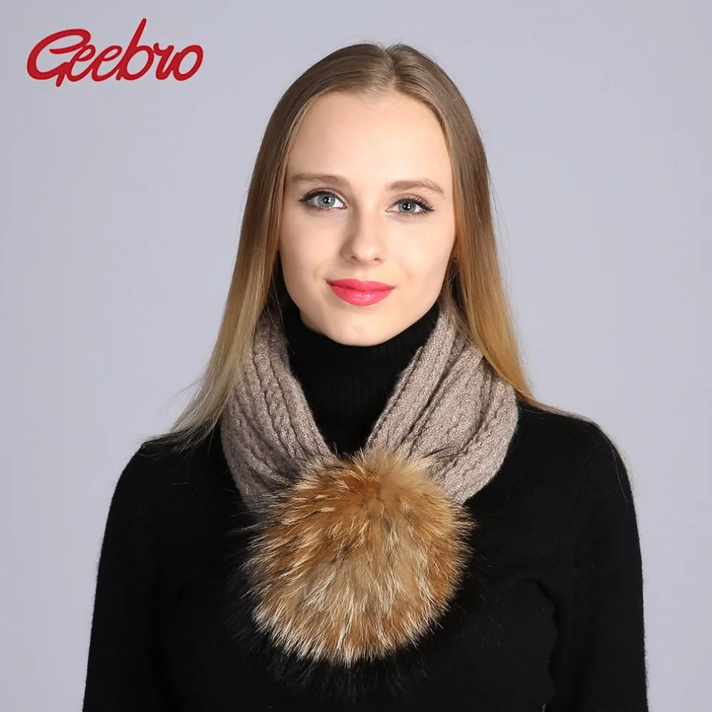Шапка Geebro женская зимняя повседневная вязаная шапка и шарф с помпоном шапки