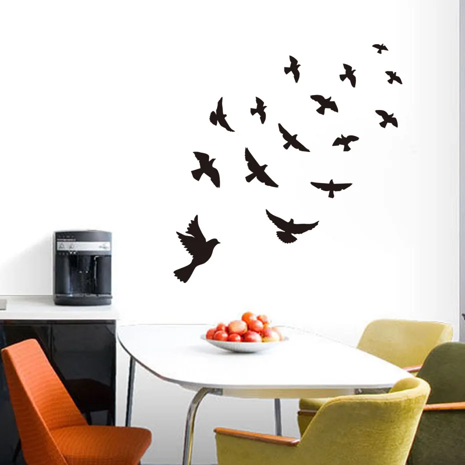 DCTOP Diy черные Летающие птицы виниловые наклейки на стены для детской комнаты спальни наклейки плакат обои искусство стены классические наклейки с дизайном «птицы»