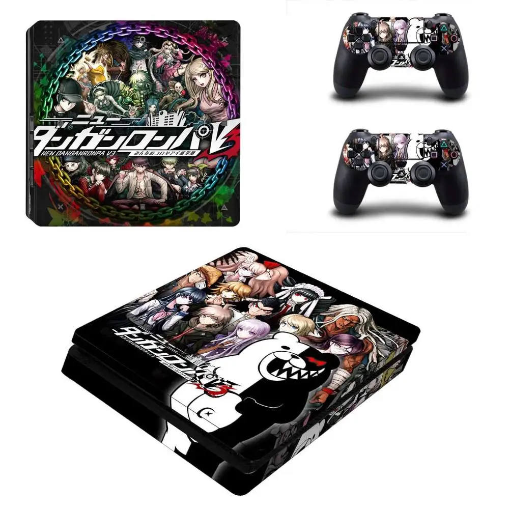 Danganronpa V3 виниловая наклейка защитная Ps4 тонкая Обложка Наклейка для sony PS4 тонкая консоль и 2 контроллера - Цвет: YSP4S-1700