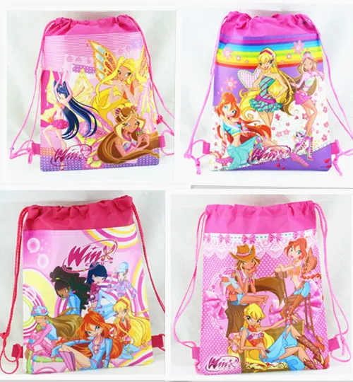 

24pcs WINX Club Drawstring Backpack Non-Woven Fabric Loot Bag Gift Bag Kid Girl Birthday Theme Party supplies Decoration