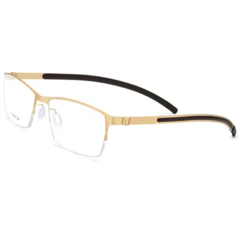 

New square ultra light half frame titanium alloy business glasses frame metal optical glasses frame men's flat mirror