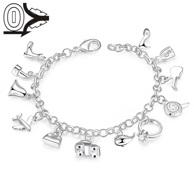 Free Shipping Whole Silver Plated Bracelet Wedding Jewelry Free Shipping Whole Silver Plated Bracelet Wedding Jewelry Accessories Fashion Hanging 12 Charms