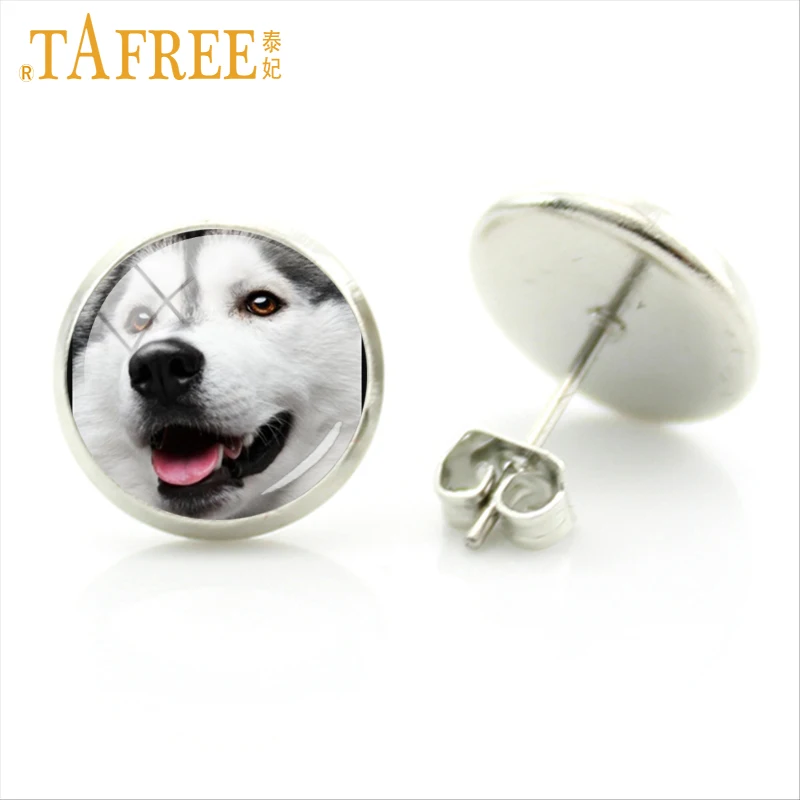 Серьги гвоздики в виде собаки TAFREE Серебристые серьги корги дашхаунда овчины