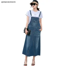 Harajuku длинная джинсовая юбка женская весна лето передний карман задний разрез прямые джинсы комбинезоны повседневные Большие размеры комбинезон