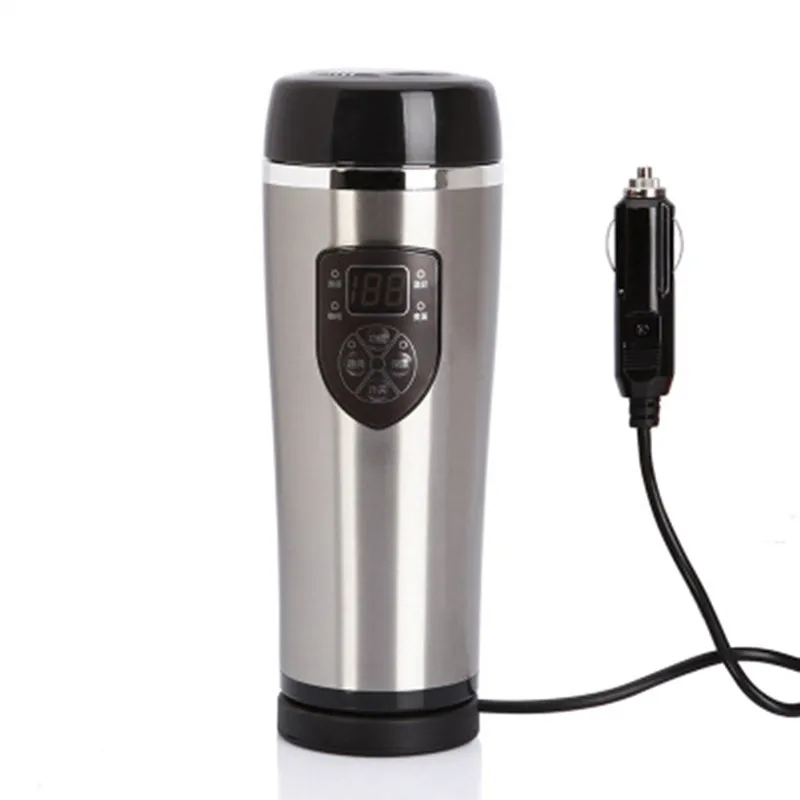 

12V 380ML Winter Car Heating Cup In Car Charger Stainless Steel Heating Cup Safe Adjustable Temperature Vehicle Thermos