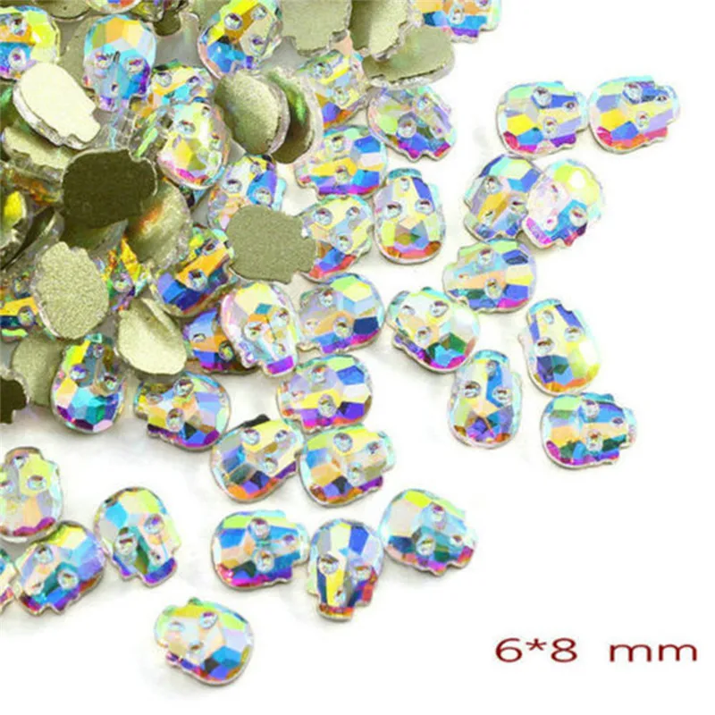 

10/20/50pcs 3D Nail Art Rhinestones Skull Drop Beads Colorful Flat Beads for DIY Nail Wedding Party Women Beauty