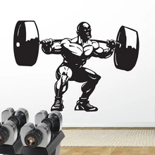Gym Sticker Fitness Barbell Muscle Crossfit Decal Body-building Posters Vinyl Wall Decals Parede Decor Mural Gym Sticker