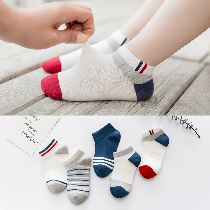 

5 Pairs/Lot Baby Boy Girl Socks Striped Spring Summer Cotton Children Socks Fashion Thin Mesh Kids Socks For 1-12Y