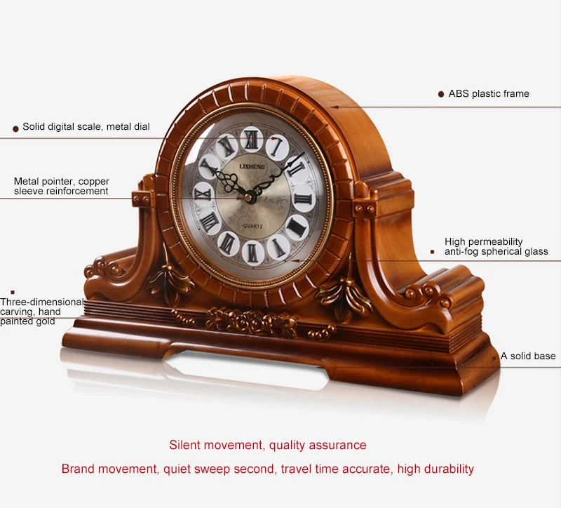 Meijswxj Ретро настольные часы функция повтора классический ретро часы деревянный цвет спальня офис домашнее украшение рабочего стола гаджет синхронизации