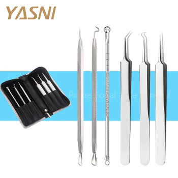 

6pcs/set Acne Tweezer Comedo Machine Set Brands Removal Pimple Needle Blackhead Remover Black Head Extractor Comedone tool FS84