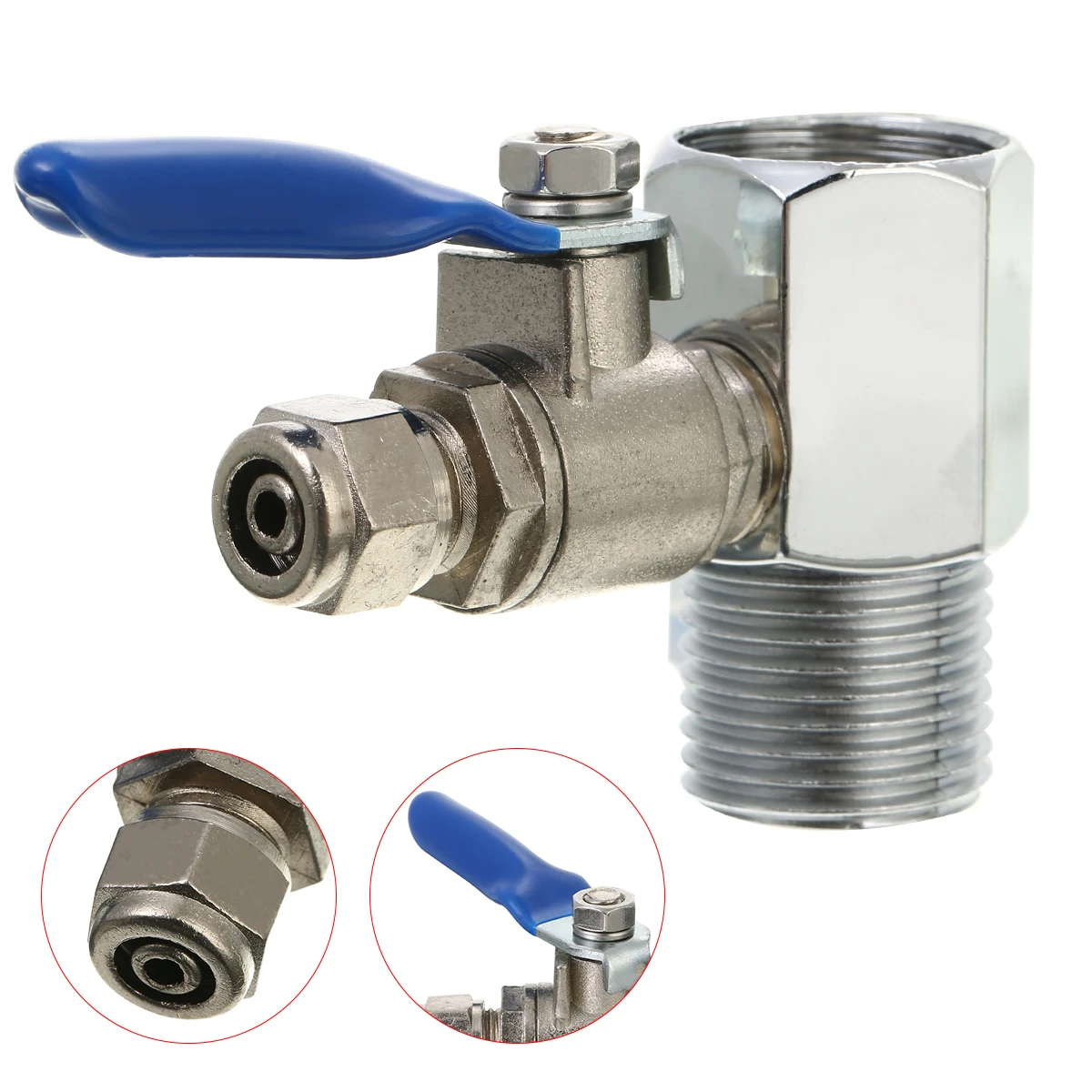 RO Feed Water Adapter 1/2" to 1/4" Ball Valve Female Threaded Reverse Osmosis Faucet Stainless Steel Tap