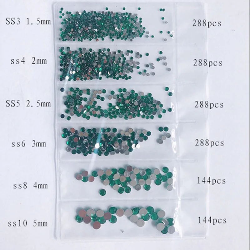 1440 шт стеклянные стразы для дизайна ногтей многоразмерные Хрустальные Стразы для ногтей 3d-украшения для ногтей