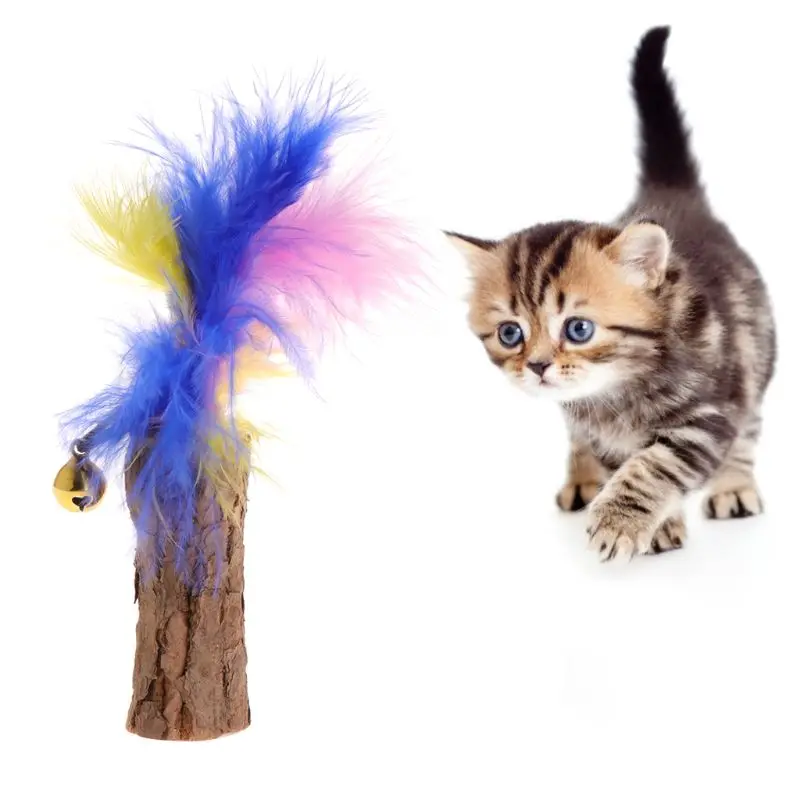 Кошка игрушка-Кот молярная палка перо Pet Забавный зубы пережевывать закуски колокол
