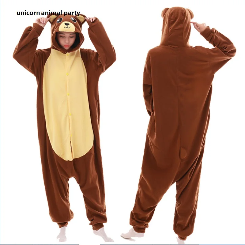

Kigurumi Brown bear jumpsuits brown bear jumpsuits for men women adult pajamas Pajamas Halloween Christmas Party Costumes