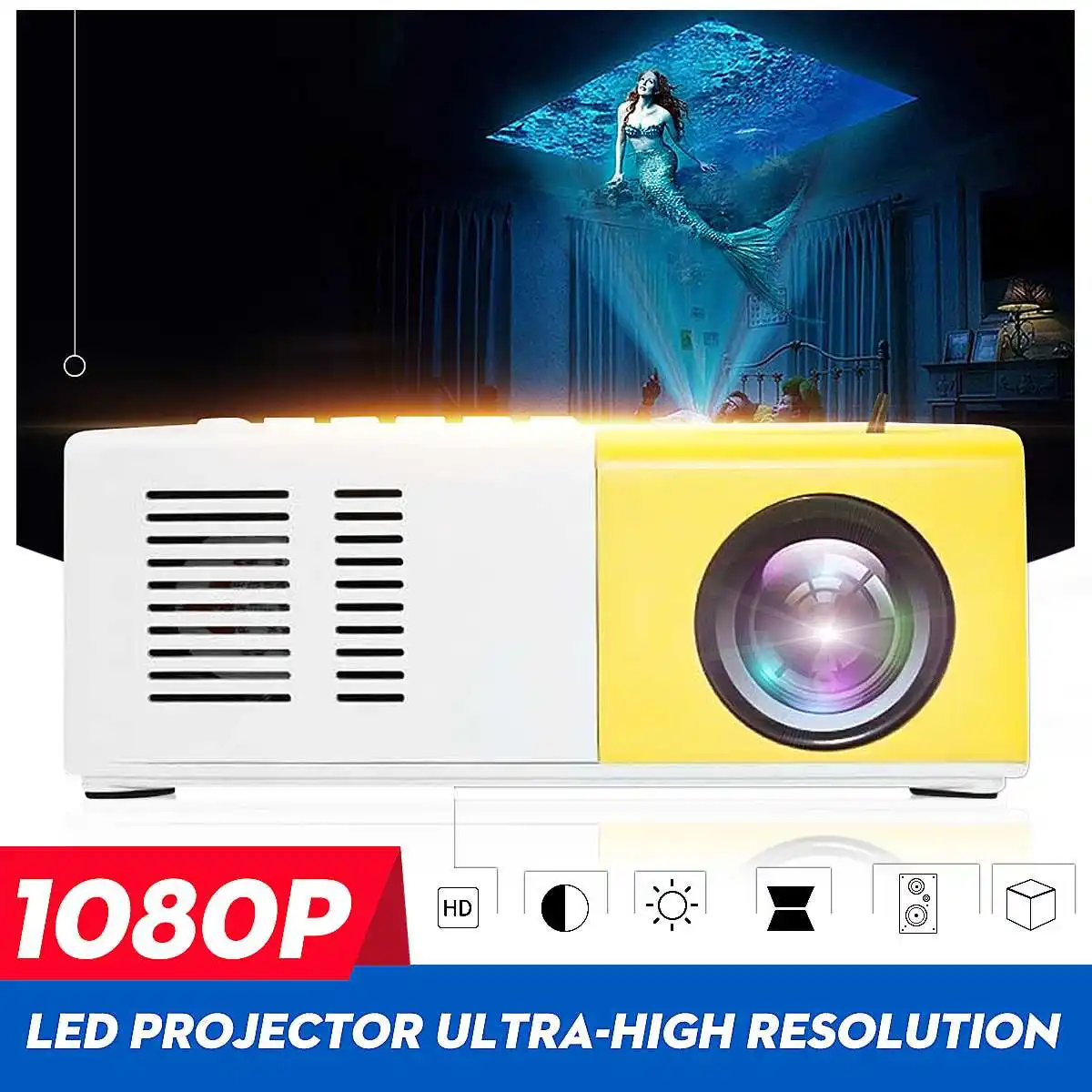 

Mini HD Portable LED Projector 1080P Portable Beamer TFT LCD LED Proyector HDMI USB AV SD For Home Theater Children Education