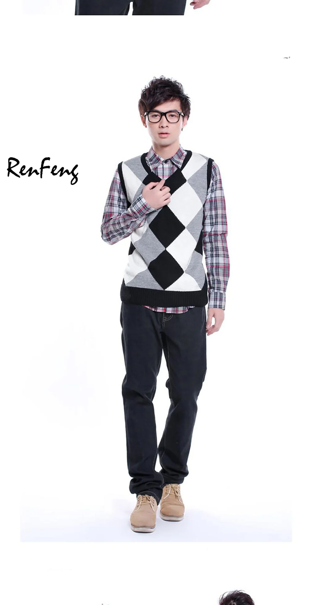 Brand Clothing Pullover Sweater Men Autumn V Neck Slim Wool Knit Vest Sweaters Sleeveless Men's Warm Sweater Cotton Casual vest (9)