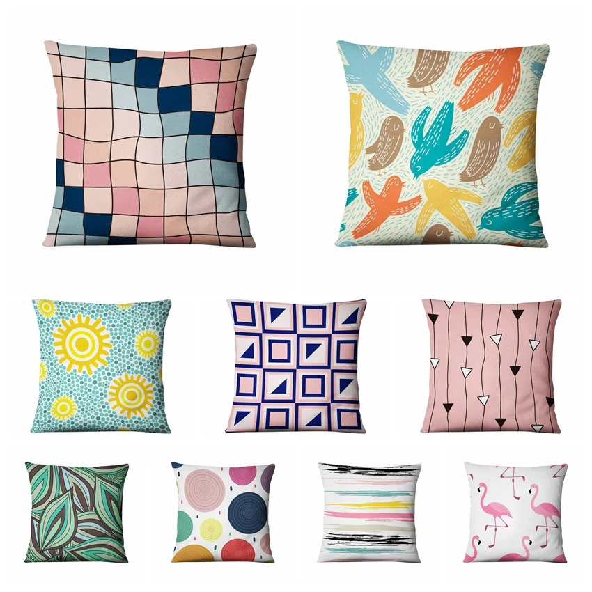 

Geometric Figure Fresh Art Pillowcase Simple Graphics Thin Linen Cushion Decorative Pillows Home Decor Sofa Throw Pillow 45*45cm