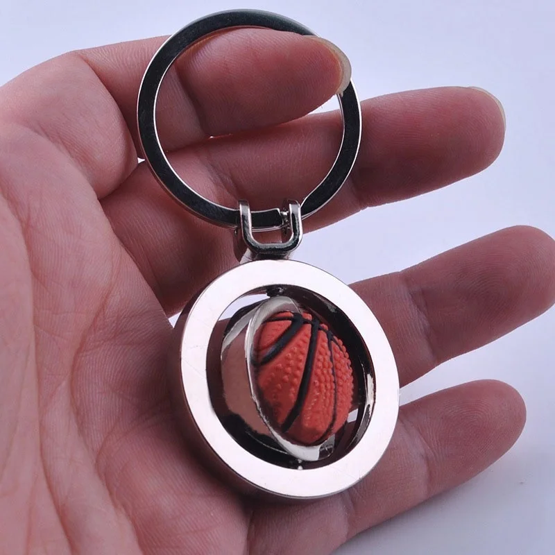 

3D Sports Rotating Basketball Keychain Keyring Key Chain Ring Key Fob Ball Key Ring Hot Sale Summer Style