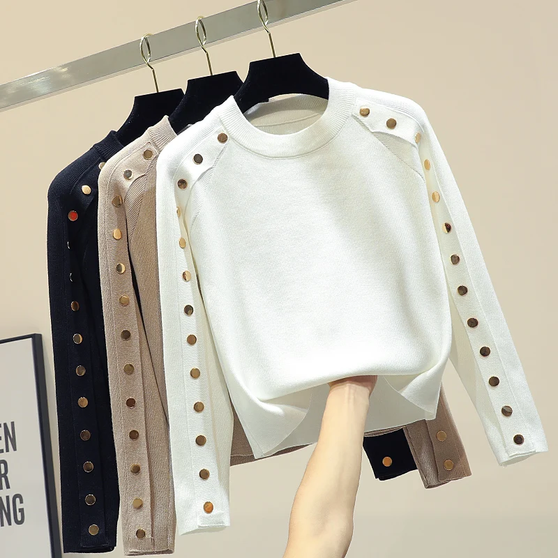 Temperament Chic Double-row Button Pullover
