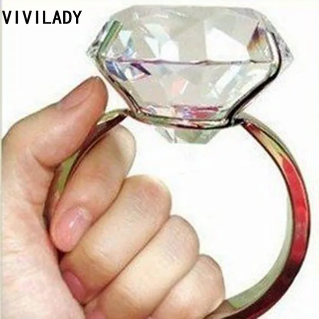 VIVILADY Jewelry Funny Super Size Crystal Wedding Rings