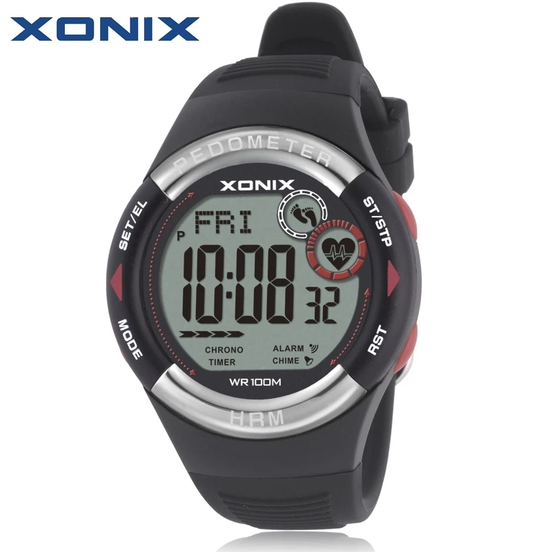 XONIX Pedometer Heart Rate Monitor Calories BMI Men Sports font b Watches b font Waterproof 100m