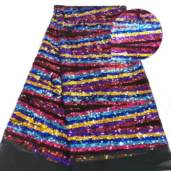 

African Lace Fabric 2019 High Quality Lace Sequins Fabric French Multicolor Nigerian Lace Fabric 3d Embroidery Wedding Lace