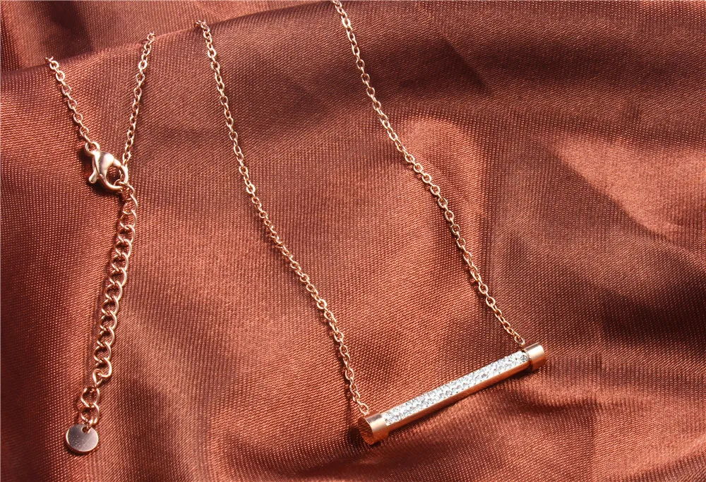 Цепочка OUFEI, ожерелье из нержавеющей стали, розовое золото, ожерелье с камнем, женское ювелирное изделие, модное колье, подарок на день Святого Валентина