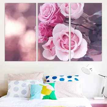 

3 Piece Unframed Canvas Painting Rose Flower Wall Painting Modular Oil Picture Art Print and Poster Unique Gift Home Decoration