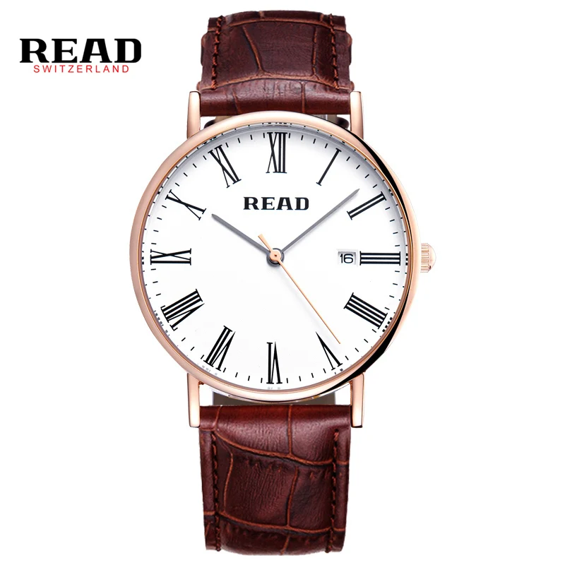 

READ brand new 2017 sport luxury simple gentleman watches for boy or men brown /black leather strap date heren horloge 2021