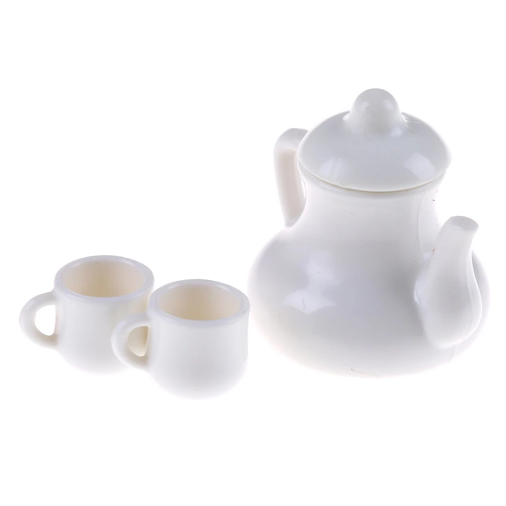 

For Kitchen Living Room Pretend Play Toy Dollhouse Miniature White Furniture Cabinet Cups Fridge Refrigerator Bench Model
