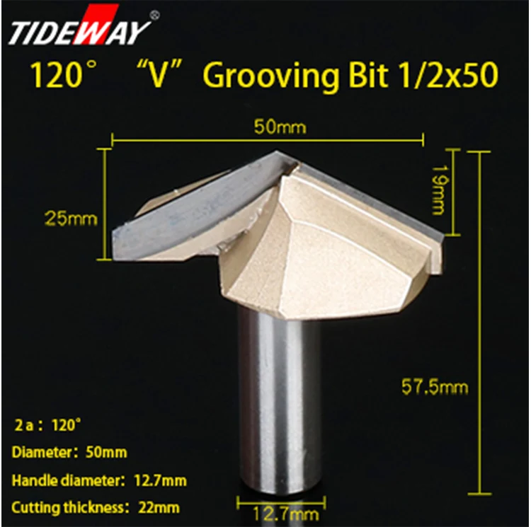 TIDEWAY Гравировальный V резак 120 градусов фрезерный станок с ЧПУ гравировальный инструмент для деревообработки с двумя краями фрезерный режущие инструменты