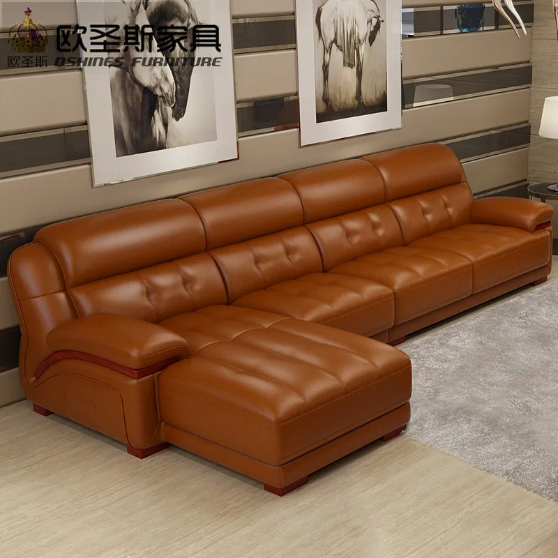 Us 202 4 8 Off 2019 New Arrival Orange Leather Sectional Sofa Chair Set Dubai Furniture With Simple Wood Frame 661 In