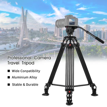 

JIEYANG Adjustable Camera Tripod accessories with Handle Fluid Head for Canon/Nikon/Sony DSLR SLR Max. Load Capacity 5kg/11Lbs